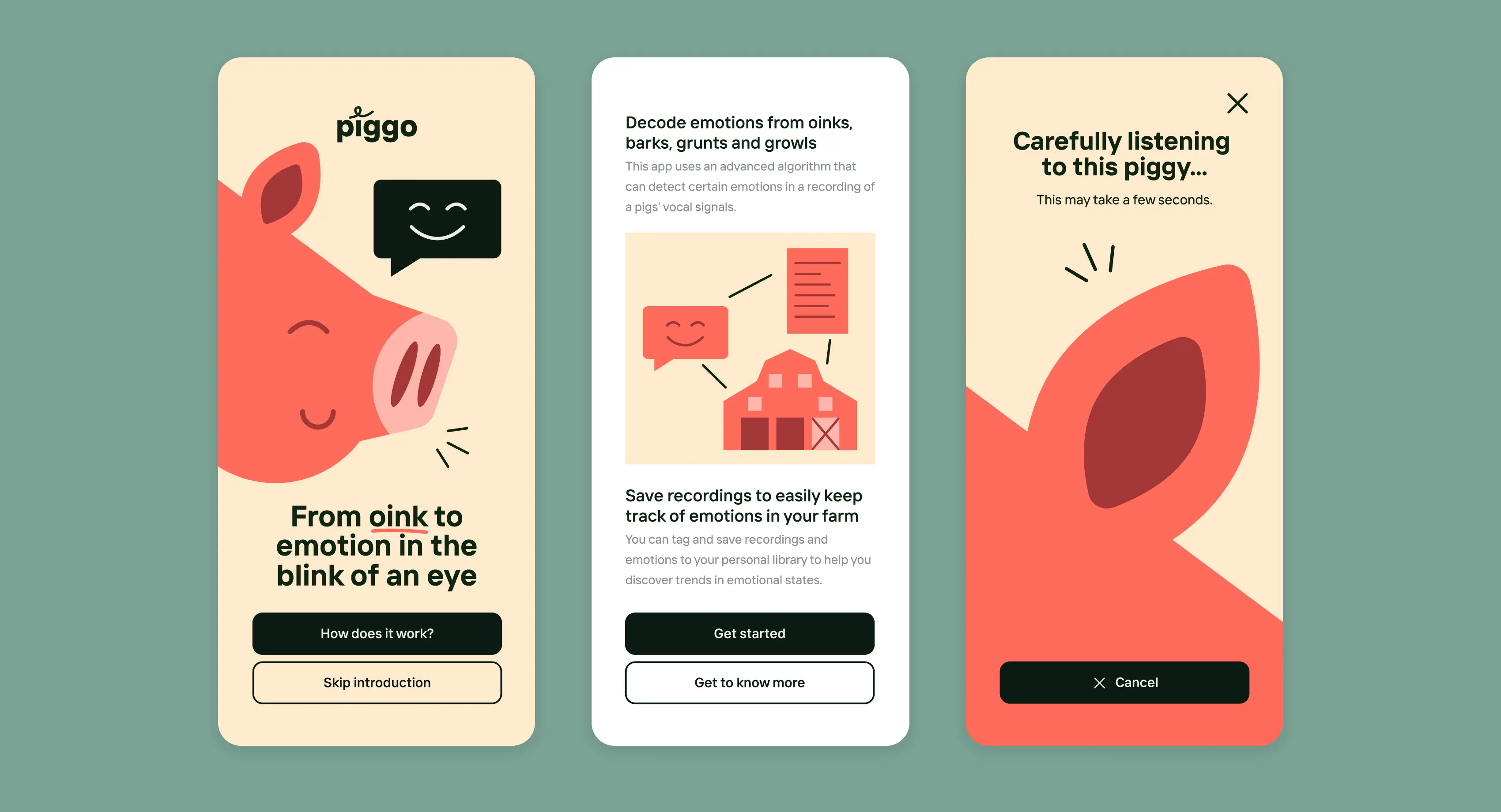 Three onboarding screens