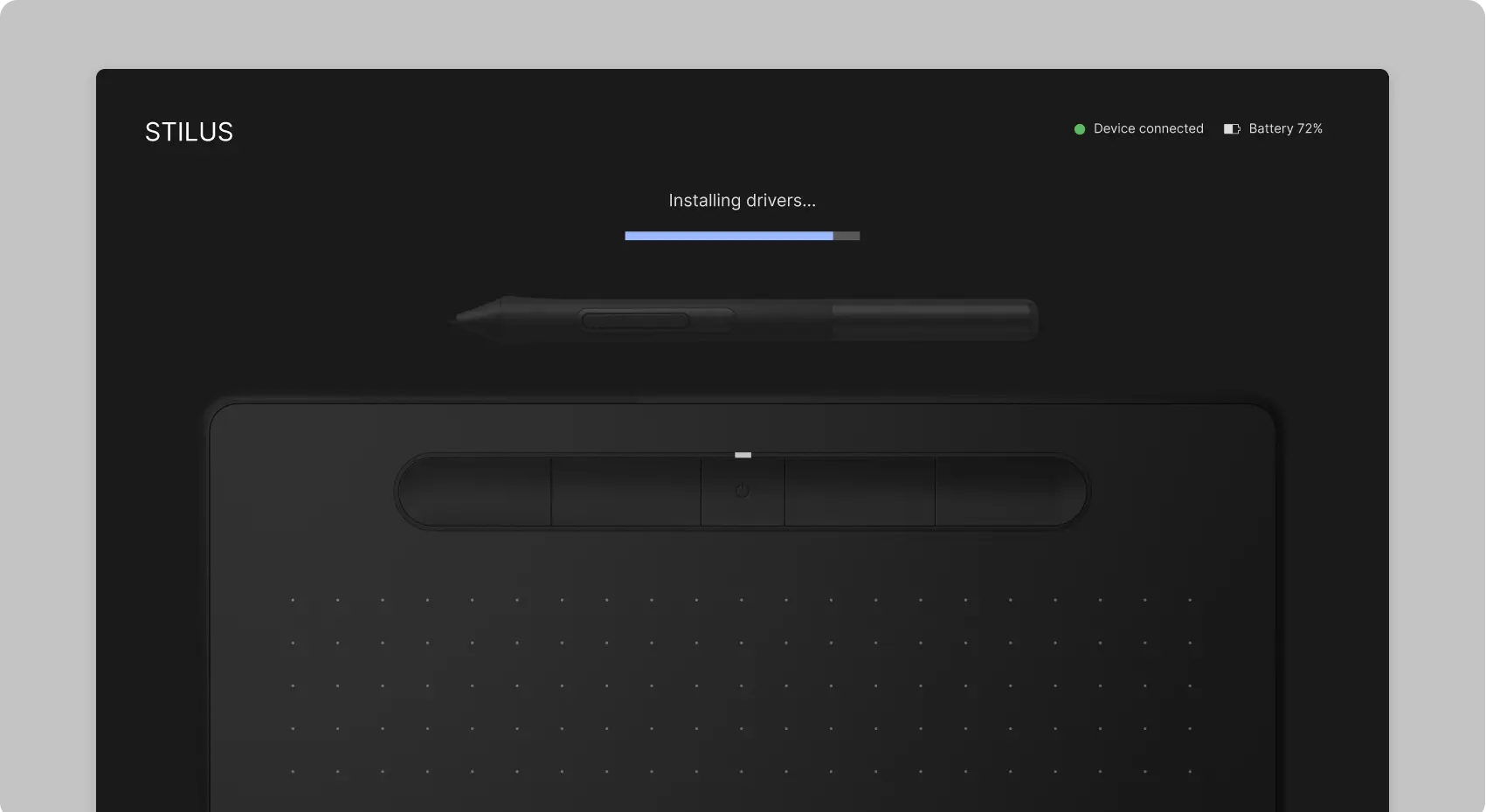Home screen of drawing tablet software