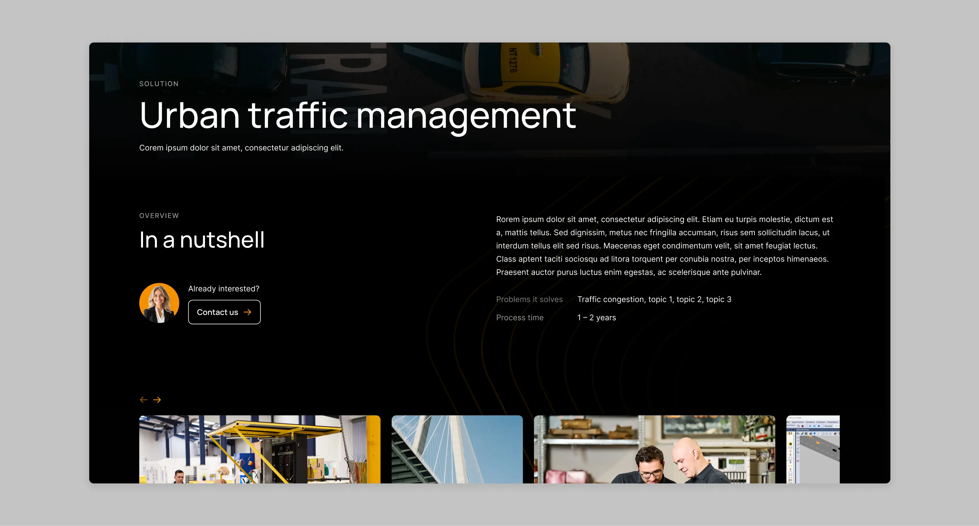 Solution page header section